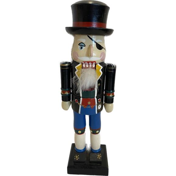Nutcracker Pirate With Eye Patch 12 Inches Wooden - Picture 1 of 4
